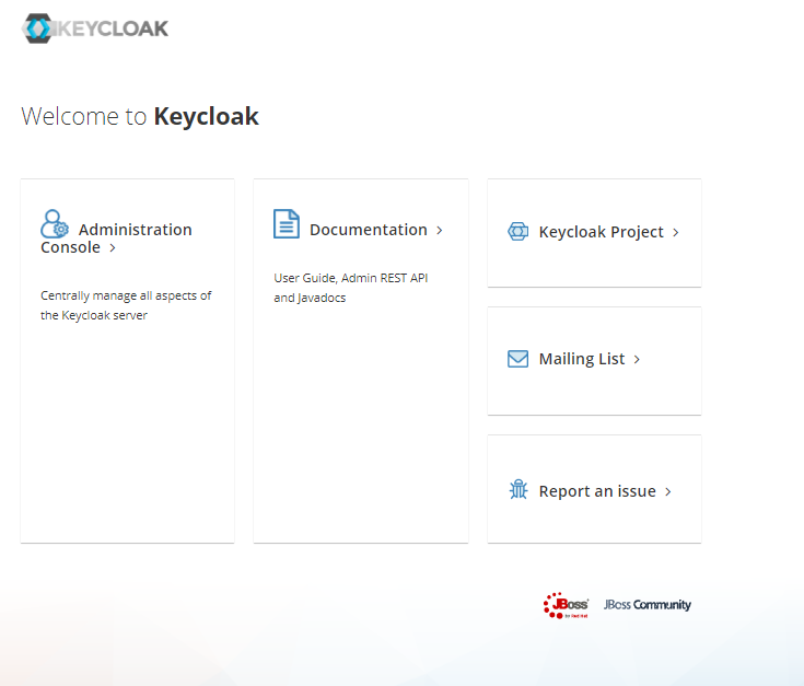 Страница управления службой KeyCloak